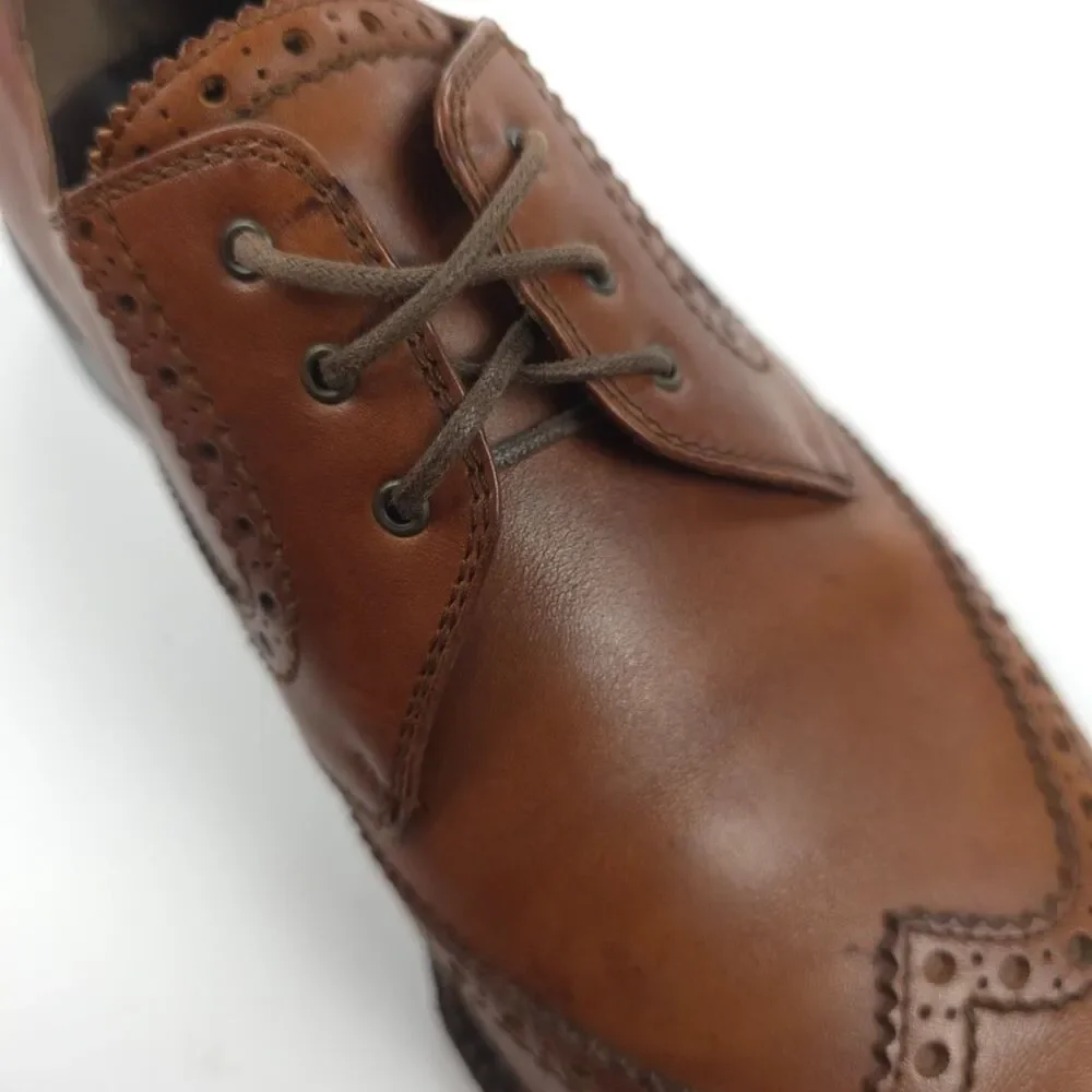 SALVATORE FERRAGAMO Tramezza Wingtip Oxford Brown Leather Old Money Quiet Luxury